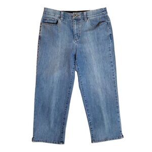 Christopher & Banks Crop Jeans Womens Size 4 Solid All Blue Denim Comfort Waist